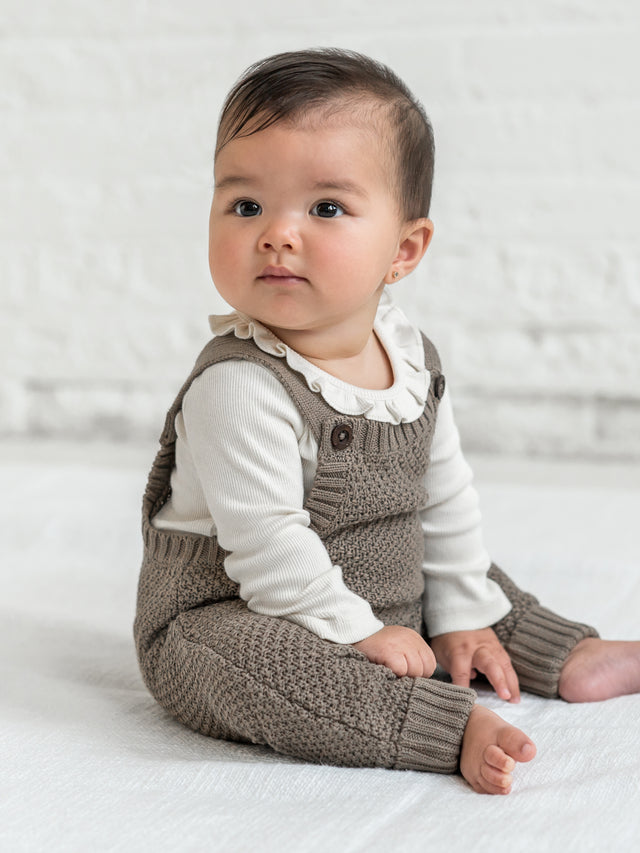 Briggs Seed Stitch Sweater Knit Overalls Baby : Bottoms : Overalls : Pants Kendi Organic Cotton Baby Briggs Seed Stitch Sweater Knit Overalls