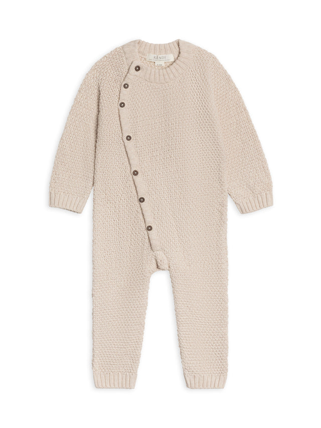 Casey Seed Stitch Sweater Knit Kimono Romper Baby : One Pieces : Rompers : Long Sleeves Kendi Organic Cotton Baby Casey Seed Stitch Sweater Knit Kimono Romper