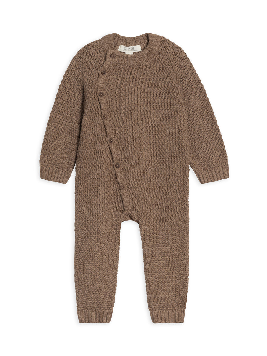 Casey Seed Stitch Sweater Knit Kimono Romper Baby : One Pieces : Rompers : Long Sleeves Kendi Organic Cotton Baby Casey Seed Stitch Sweater Knit Kimono Romper