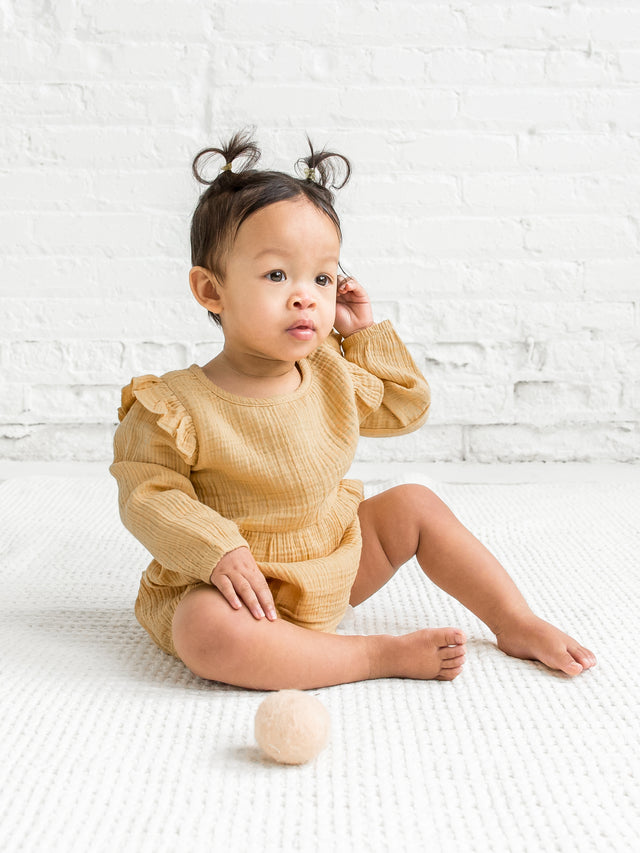 Isla Muslin Bubble Romper Baby : One Pieces : Rompers : Long Sleeves Colored Organics Organic Cotton Isla Muslin Bubble Romper