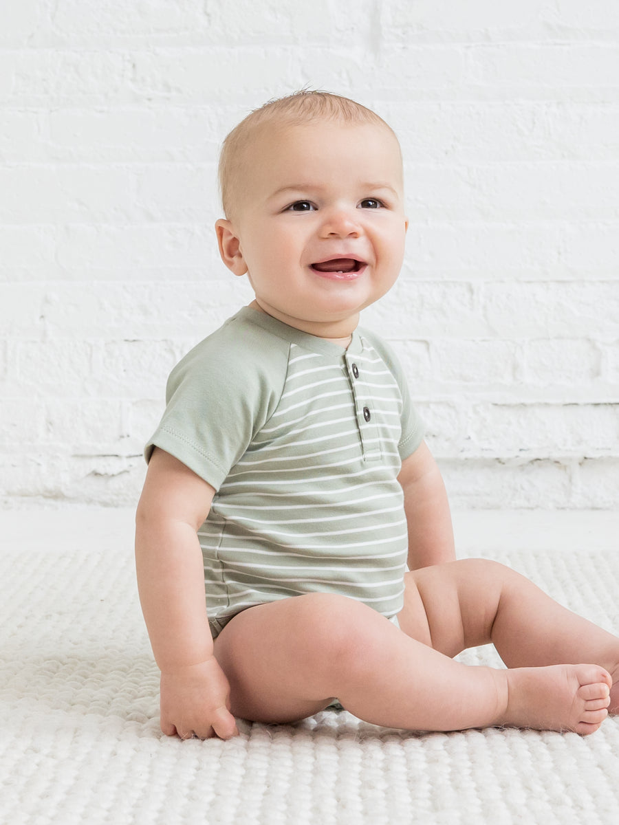 Sosa Raglan Henley Bodysuit Baby : One Pieces : Bodysuits : Short Sleeves Colored Organics Organic Cotton Baby Sosa Raglan Henley Bodysuit