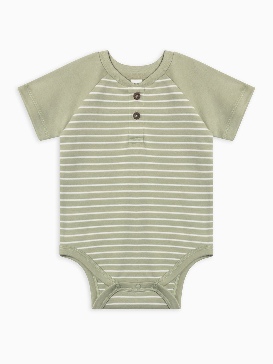 Sosa Raglan Henley Bodysuit Baby : One Pieces : Bodysuits : Short Sleeves Colored Organics Organic Cotton Baby Sosa Raglan Henley Bodysuit