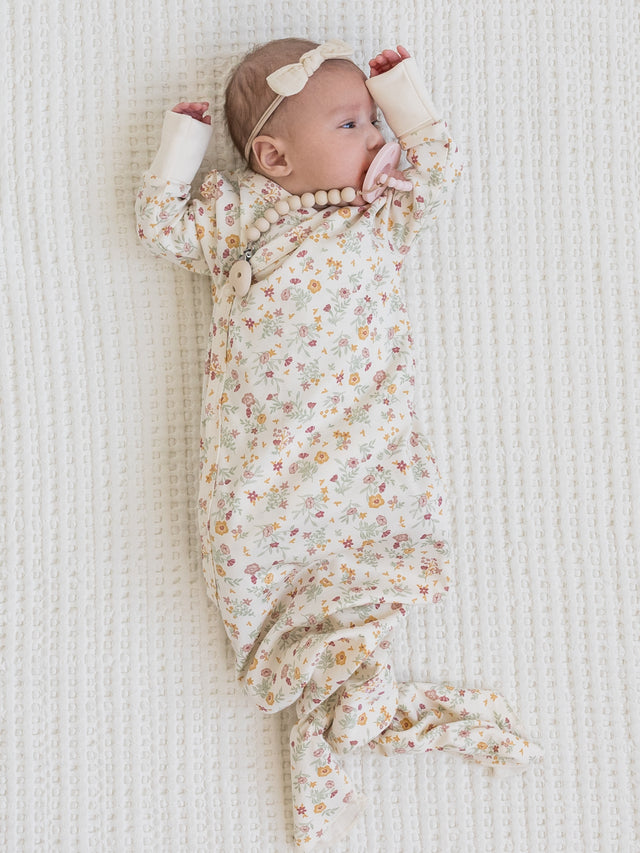 Indy Kimono Gown Baby : One Pieces : Gowns : Long Sleeves Colored Organics Organic Cotton Baby Indy Kimono Gown