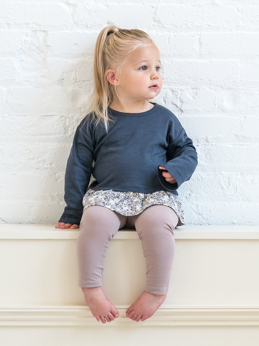 Lily Long Sleeve Ruffle Hem Top Baby-Kids : Tops : Shirts : Long Sleeves Colored Organics Organic Cotton Baby and Kids Lily Long Sleeve Ruffle Hem Top