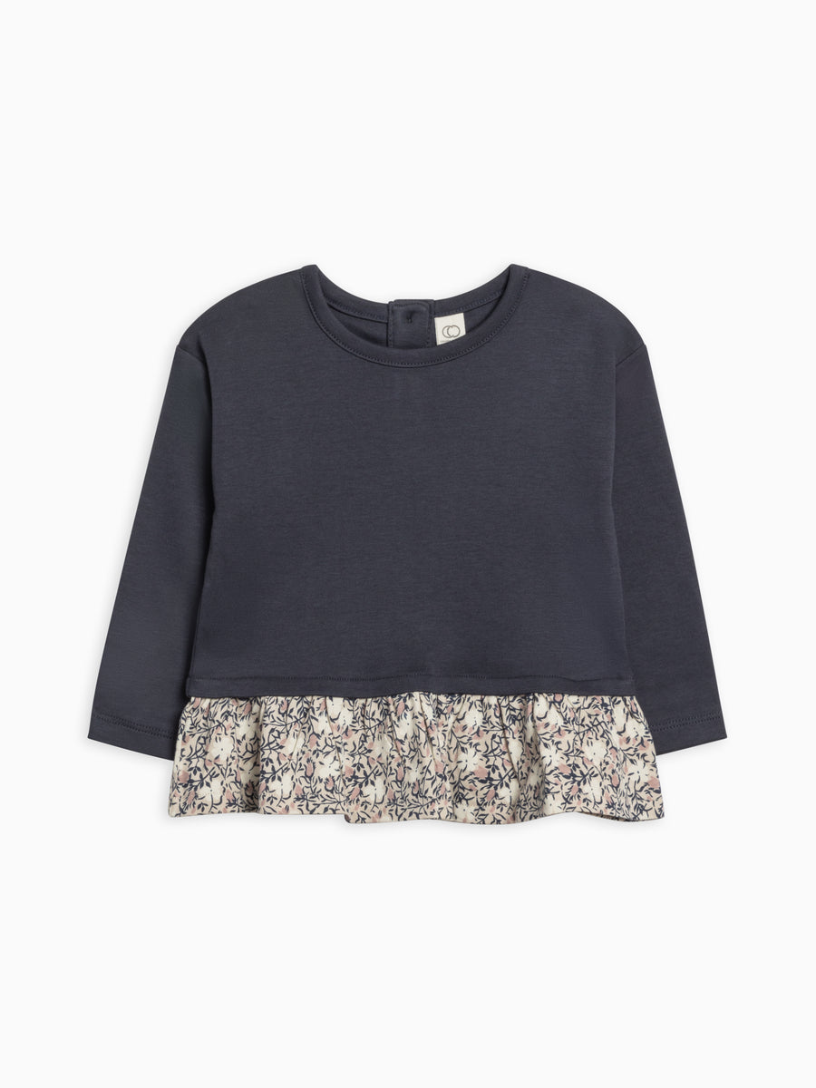 Lily Long Sleeve Ruffle Hem Top Baby-Kids : Tops : Shirts : Long Sleeves Colored Organics Organic Cotton Baby and Kids Lily Long Sleeve Ruffle Hem Top