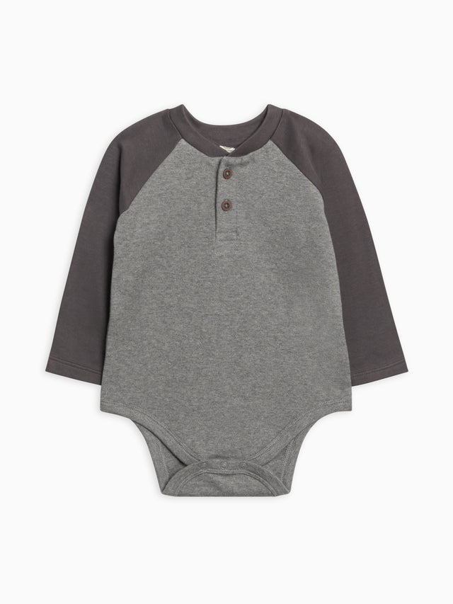 Lucas Raglan Henley Bodysuit Baby : One Pieces : Bodysuits : Long Sleeves Colored Organics Organic Cotton Lucas Raglan Henley Bodysuit for Newborn and Baby