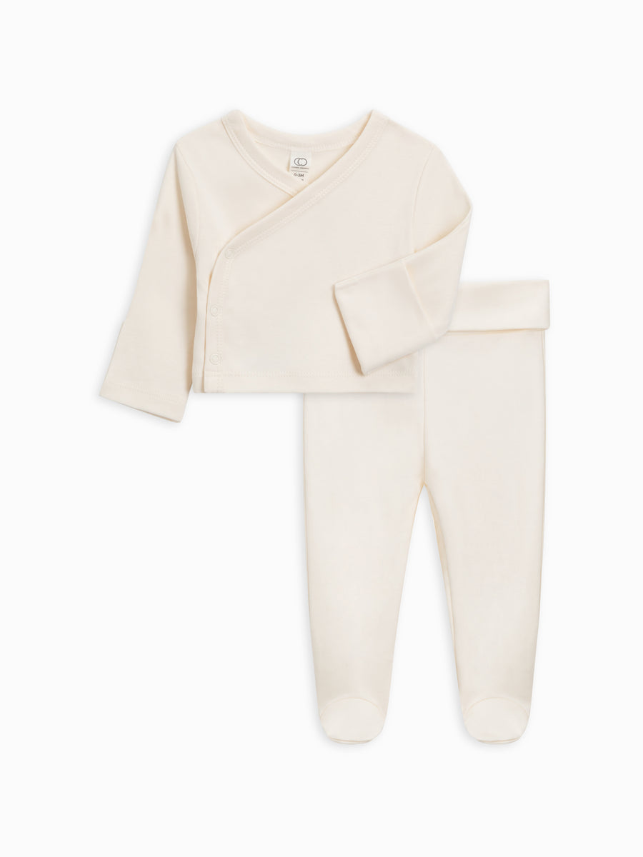 Kimono Wrap Top and Footed Pant Set Baby : Virtual Set : Bottoms : Pants : One Pieces : Kimono Bodysuits : Long Sleeves Colored Organics Organic Cotton Baby Kimono and Pant Set