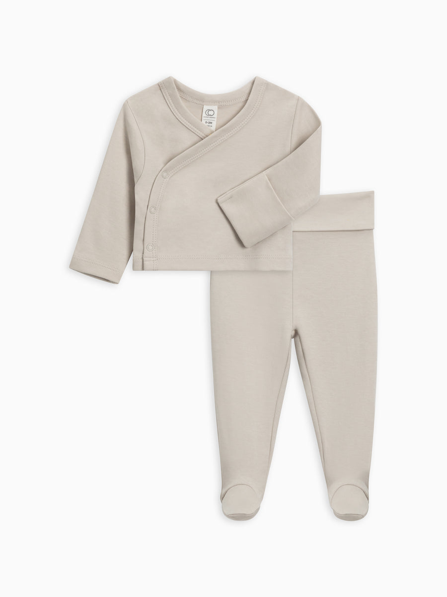 Kimono Wrap Top and Footed Pant Set Baby : Virtual Set : Bottoms : Pants : One Pieces : Kimono Bodysuits : Long Sleeves Colored Organics Organic Cotton Baby Kimono and Pant Set