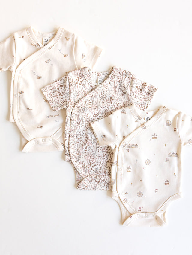 Lark Short Sleeve Kimono Bodysuit Baby : One Pieces : Bodysuits : Short Sleeves Colored Organics Organic Cotton Baby Lark Short Sleeve Kimono