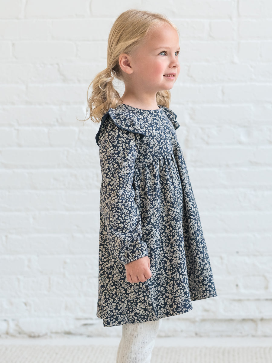 Mika Armhole Ruffle Long Sleeve Dress Baby : Tops : Dresses : Long Sleeves Colored Organics Organic Cotton Baby and Kids Mika Armhole Ruffle Long Sleeve Dress