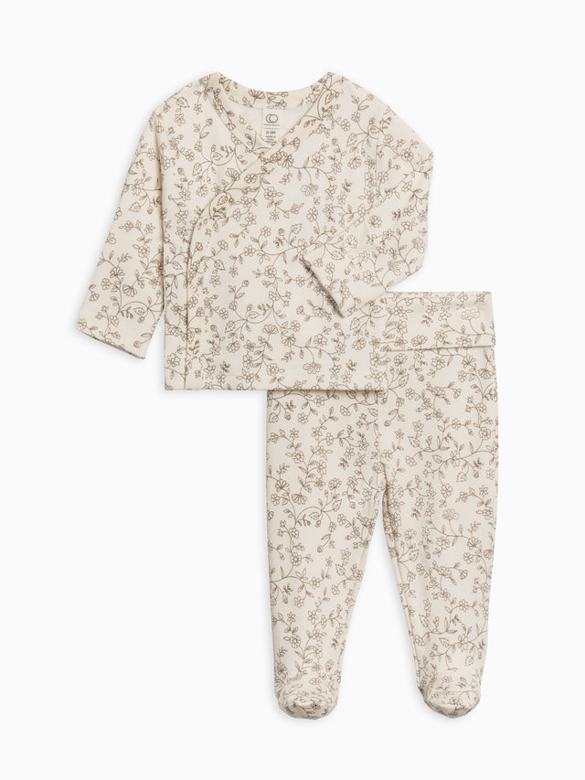 Riley 2 Piece Kimono Top and Pant Set Baby : Virtual Set : Bottoms : Pants : One Pieces : Kimono Bodysuits : Long Sleeves Colored Organics Organic Cotton Baby Riley 2 Piece Kimono Top and Pant Set