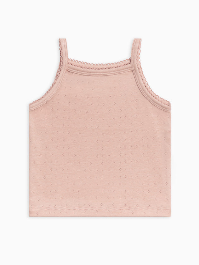 Iris Pointelle Tank Top Baby-Kids : Tops : Tanks Kendi Organic Cotton Baby & Kids Iris Pointelle Tank Top