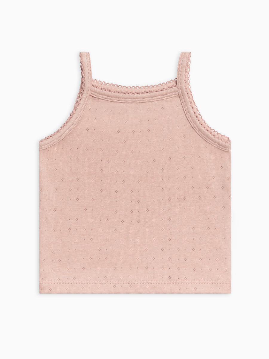 Iris Pointelle Tank Top Baby-Kids : Tops : Tanks Kendi Organic Cotton Baby & Kids Iris Pointelle Tank Top