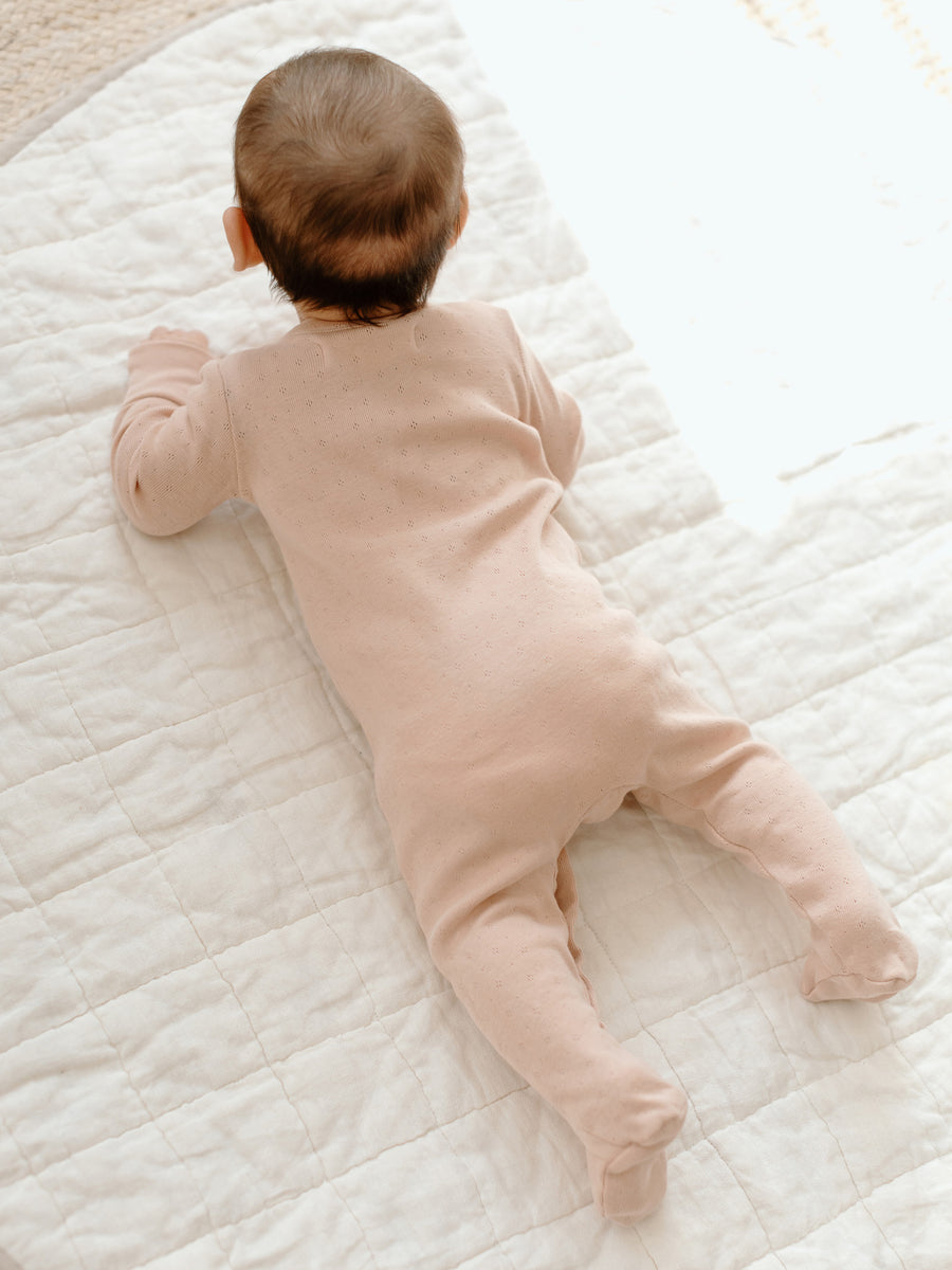 Pointelle Footed Sleeper Baby : Sleepers : Long Sleeves Kendi Organic Cotton Baby Pointelle Footed Sleeper