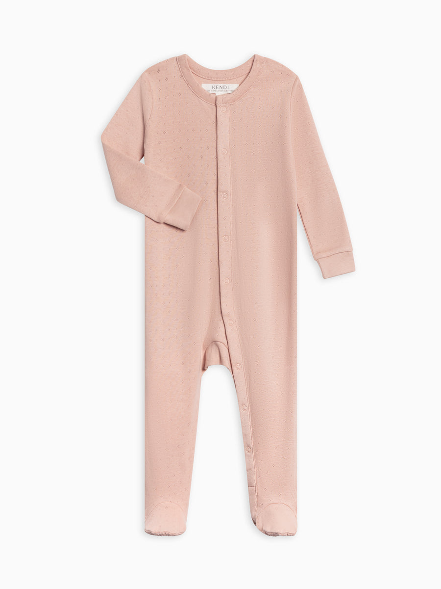 Pointelle Footed Sleeper Baby : Sleepers : Long Sleeves Kendi Organic Cotton Baby Pointelle Footed Sleeper