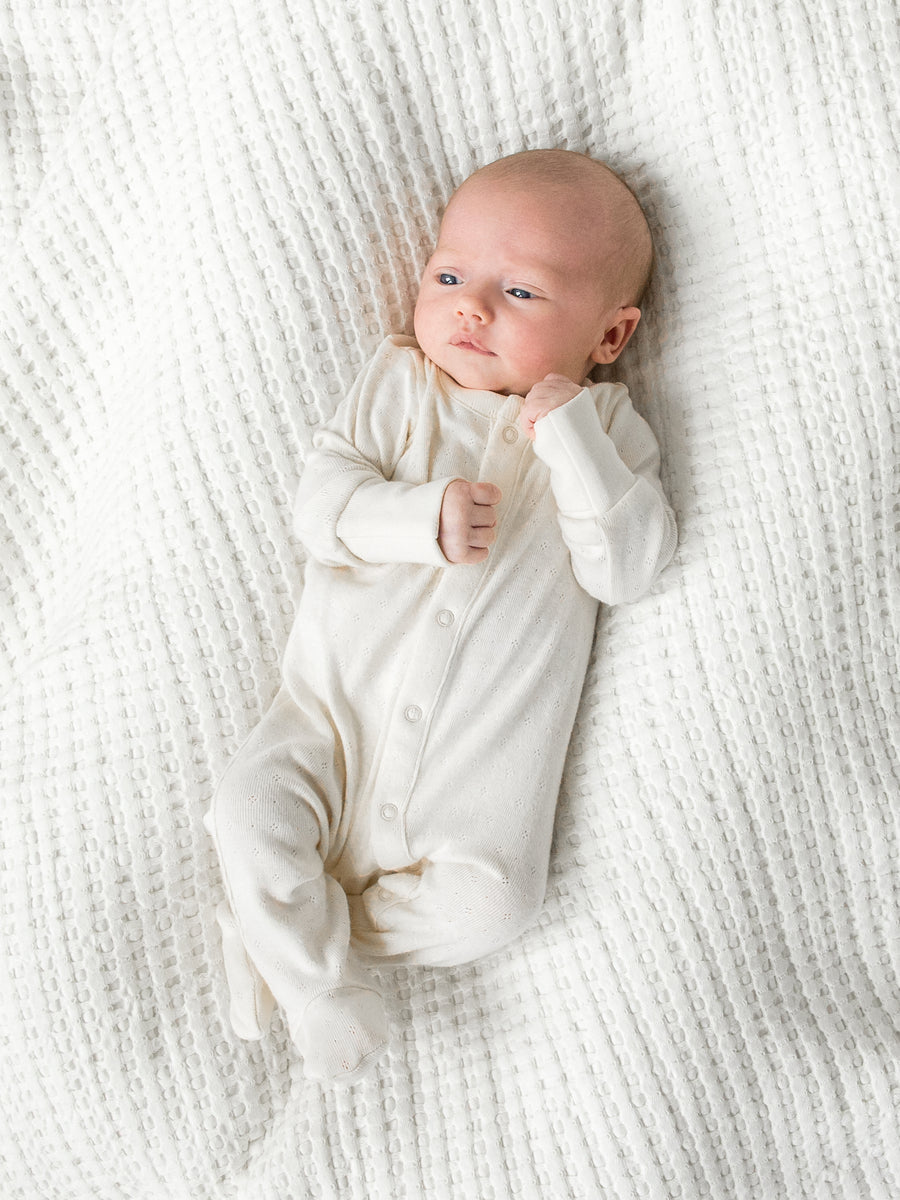 Pointelle Footed Sleeper Baby : Sleepers : Long Sleeves Kendi Organic Cotton Baby Pointelle Footed Sleeper