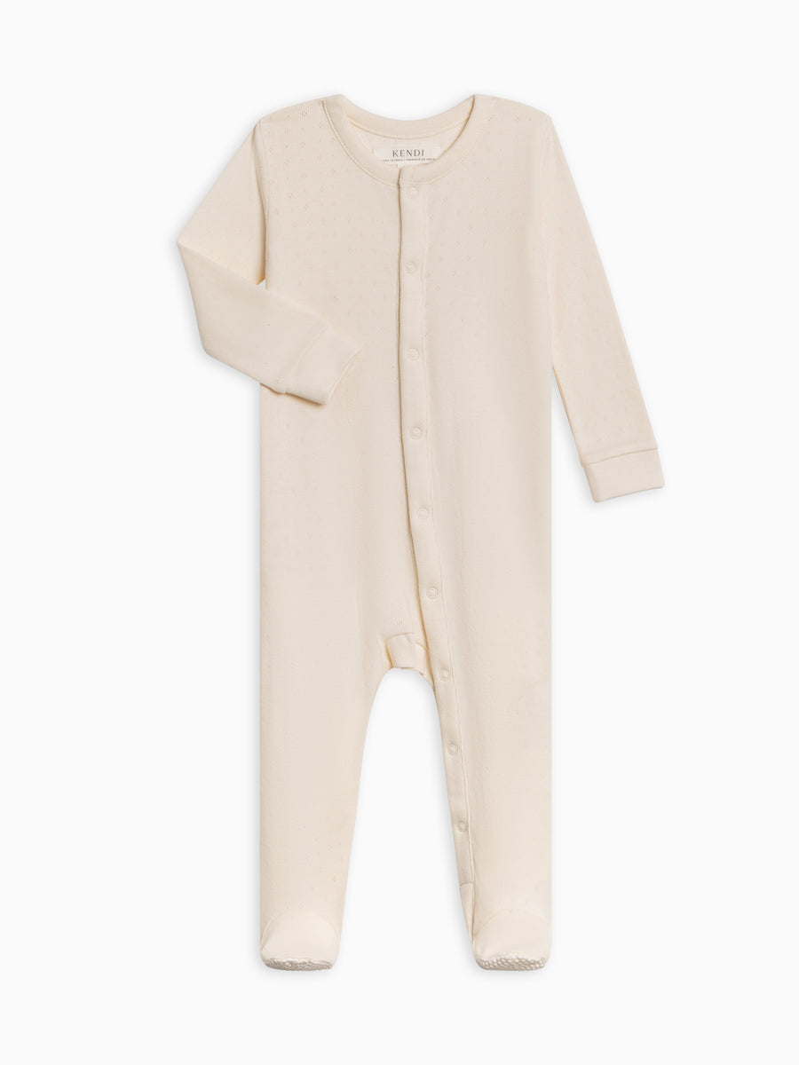 Pointelle Footed Sleeper Baby : Sleepers : Long Sleeves Kendi Organic Cotton Baby Pointelle Footed Sleeper