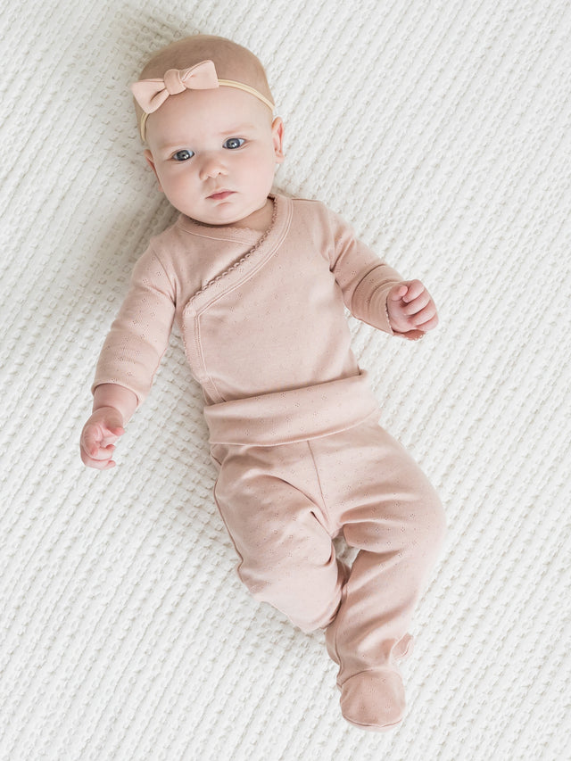 Chloe Pointelle Footed Pant Baby : Bottoms : Pants Kendi Organic Cotton Baby Chloe Pointelle Footed Pant