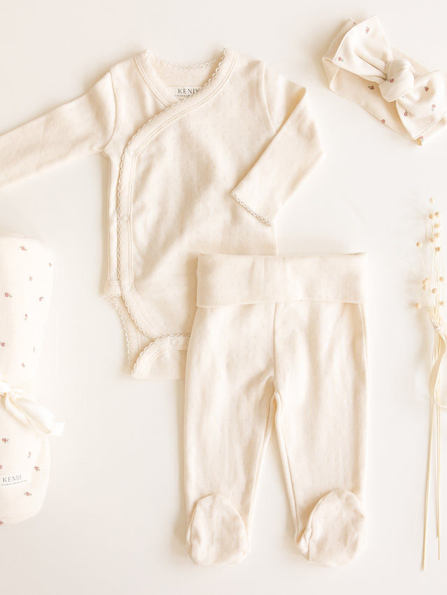 Chloe Pointelle Footed Pant Baby : Bottoms : Pants Kendi Organic Cotton Baby Chloe Pointelle Footed Pant