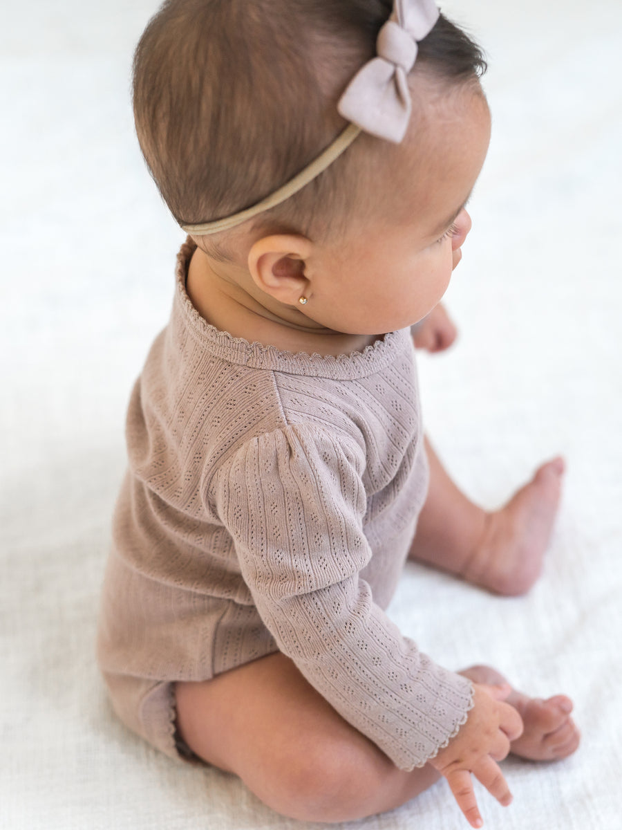 Thea Brushed Back Pointelle Long Sleeve Bodysuit