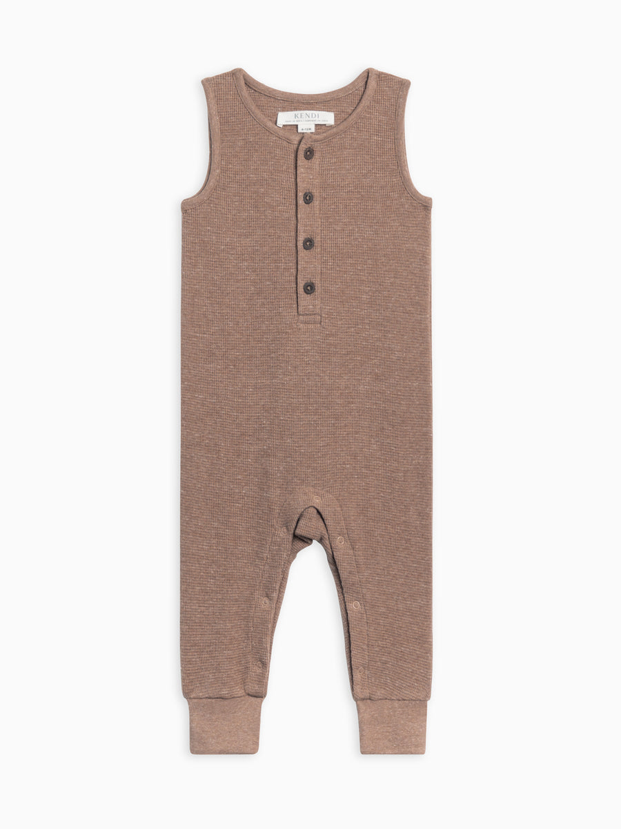 Wade Waffle Tank Romper Baby : One Pieces : Rompers : Tanks Kendi Organic Cotton Baby Wade Waffle Tank Romper