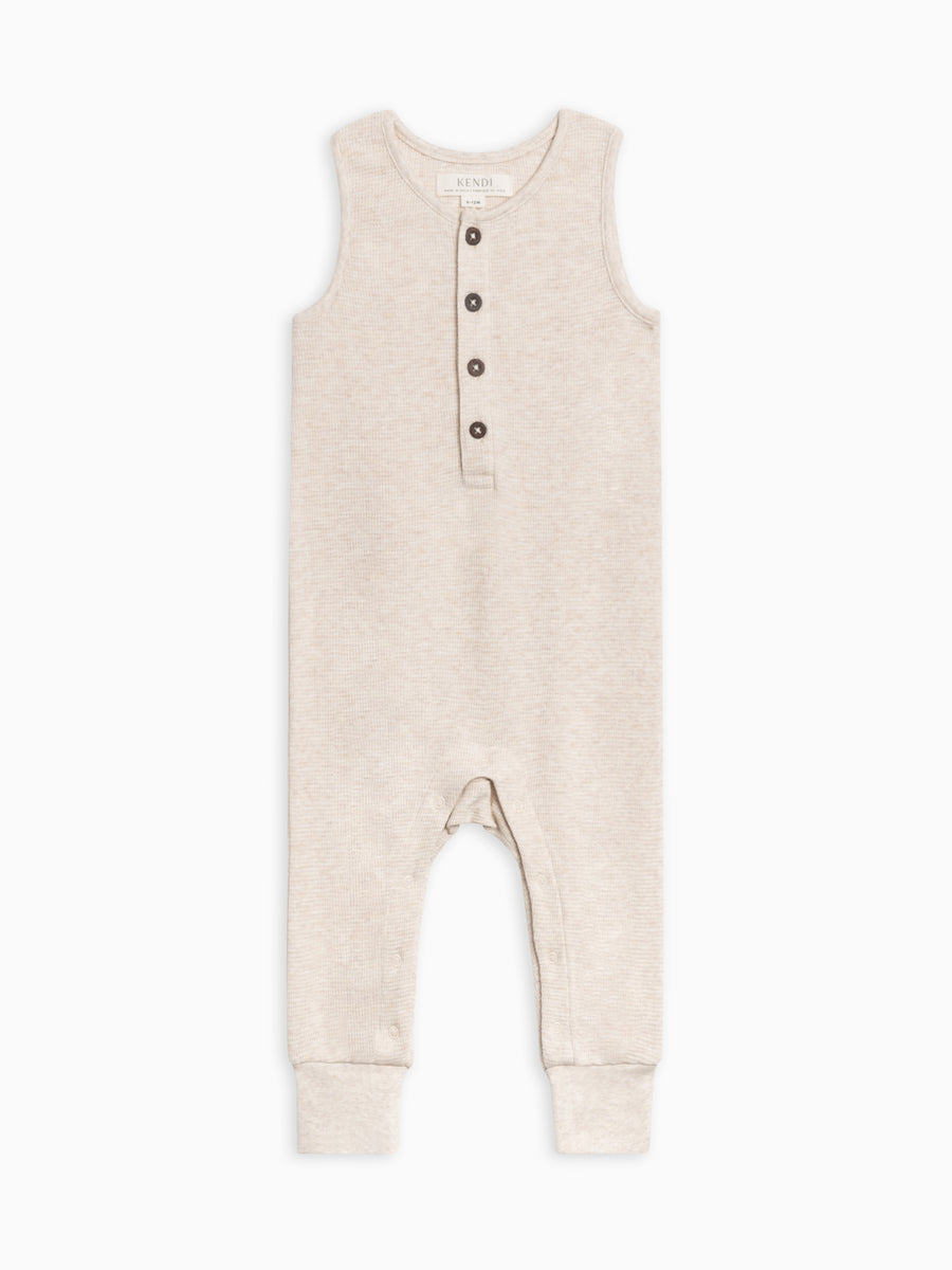 Wade Waffle Tank Romper Baby : One Pieces : Rompers : Tanks Kendi Organic Cotton Baby Wade Waffle Tank Romper