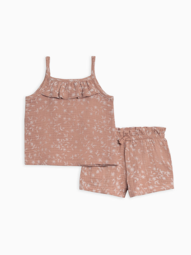 Haven Muslin Tank Set Kids : Set : Tank : Shorts Kendi Organic Cotton Kids Haven Muslin Tank Set