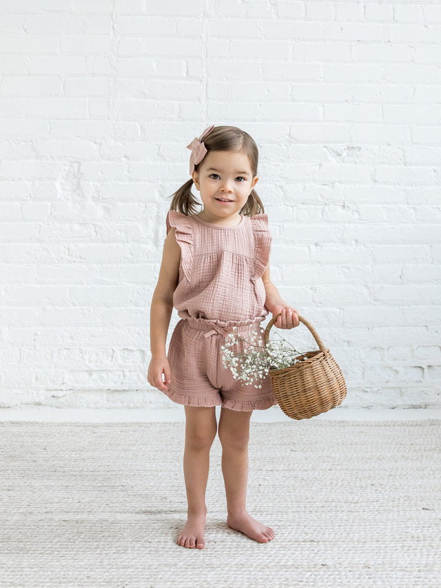 Yara Muslin Ruffle Tank Baby-Kids : Tops : Tank Kendi Organic Cotton Baby and Kids Yara Muslin Ruffle Tank