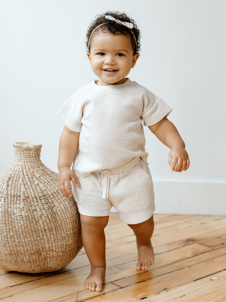 Odell Waffle Tee and Shorts Set Baby : Set : Bottoms : Shorts : Tops : Tees : Short Sleeves Kendi Organic Cotton Baby and Kids Odell Waffle Tee and Shorts Set