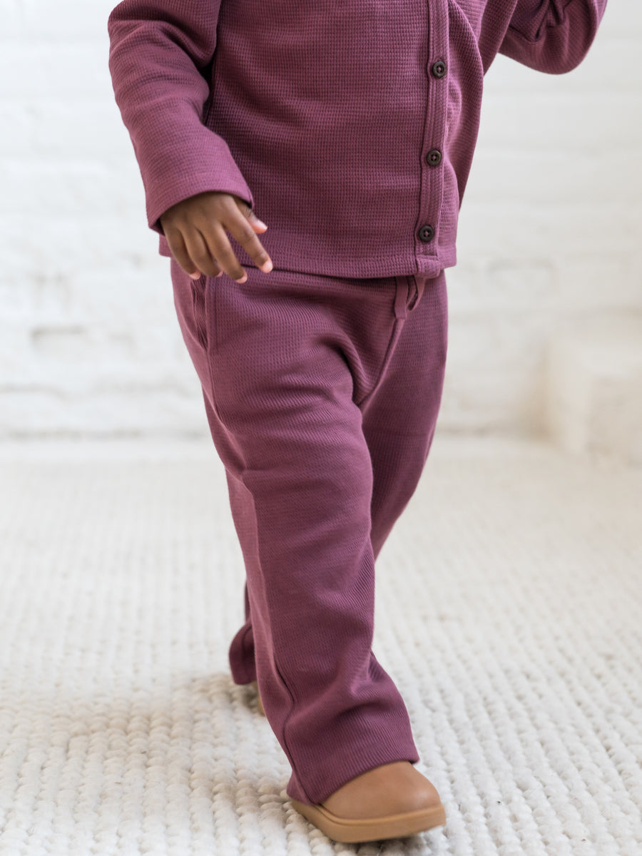 Clove Waffle Knit Straight Leg Pants Baby-Kids : Bottoms : Joggers Kendi Organic Cotton Baby and Kids Clove Waffle Knit Pants