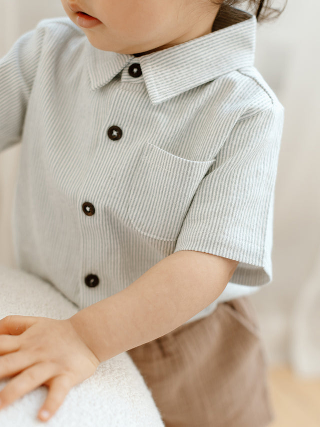 Landon Seersucker Collared Button Down Shirt