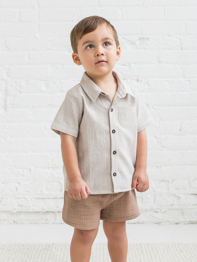 Landon Seersucker Collared Button Down Shirt