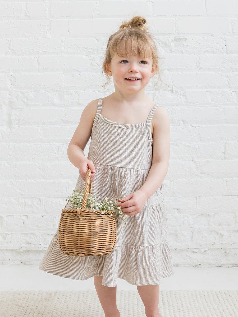 Cari Seersucker Tiered Dress Baby-Kids : Tops : Dresses : Tanks Kendi Organic Cotton Baby and Kids Cari Seersucker Tiered Dress