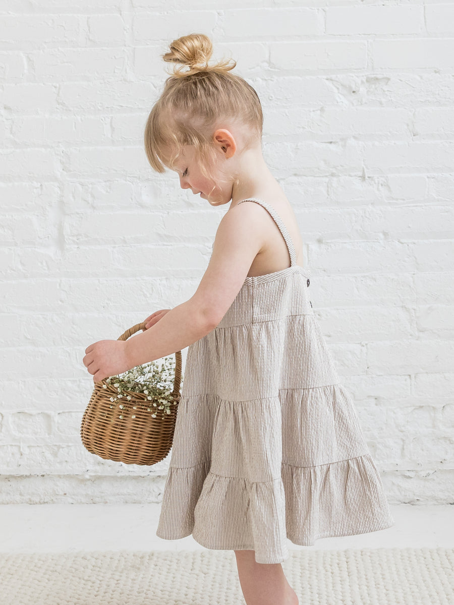 Cari Seersucker Tiered Dress Baby-Kids : Tops : Dresses : Tanks Kendi Organic Cotton Baby and Kids Cari Seersucker Tiered Dress