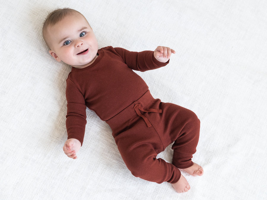 Charlie Ribbed Joggers Baby-Kids : Bottoms : Joggers Kendi Organic Cotton Baby and Kids Charlie Ribbed Joggers