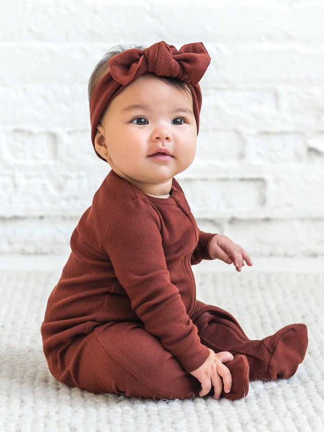 Kit Ribbed Zipper Sleeper Baby : One Pieces : Sleepers : Long Sleeves Kendi Organic Cotton Baby Kit Ribbed Zipper Sleeper