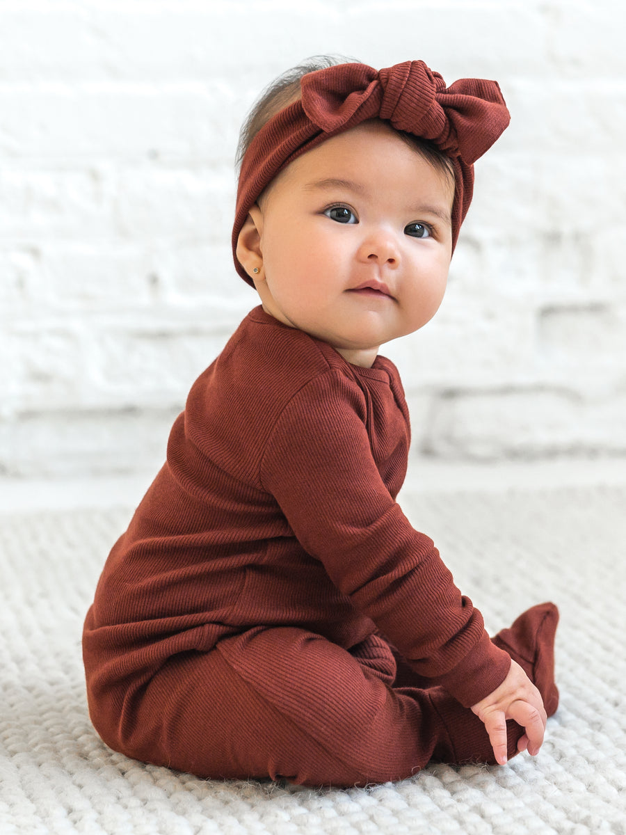 Kit Ribbed Zipper Sleeper Baby : One Pieces : Sleepers : Long Sleeves Kendi Organic Cotton Baby Kit Ribbed Zipper Sleeper