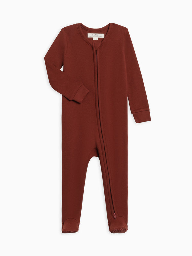 Kit Ribbed Zipper Sleeper Baby : One Pieces : Sleepers : Long Sleeves Kendi Organic Cotton Baby Kit Ribbed Zipper Sleeper