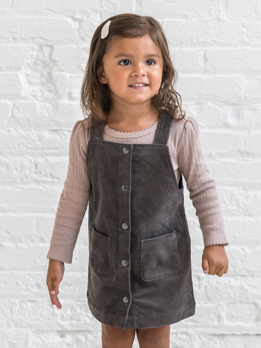 Clemmie Corduroy Jumper Dress Baby-Kids : Tops : Dresses : Tanks Kendi Organic Cotton Baby and Kids Clemmie Corduroy Jumper