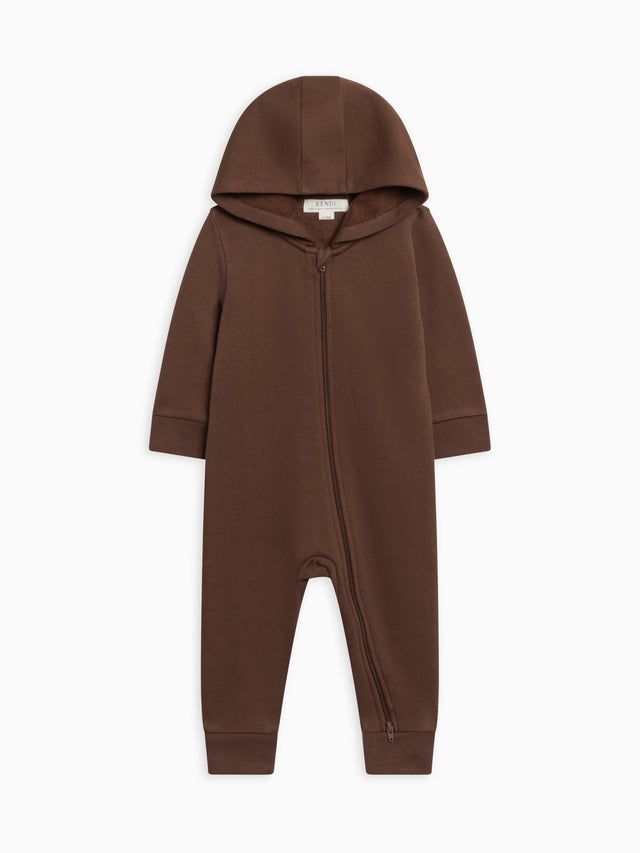 Greer Fleece Hooded Zipper Romper Baby : One Pieces : Rompers : Long Sleeves Kendi Organic Cotton Baby Greer Fleece Hooded Zipper Romper