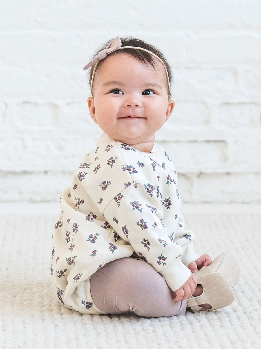 Jamie Fleece Bubble Romper Baby : One Pieces : Rompers : Long Sleeves Kendi Organic Cotton Baby Jamie Fleece Bubble Romper