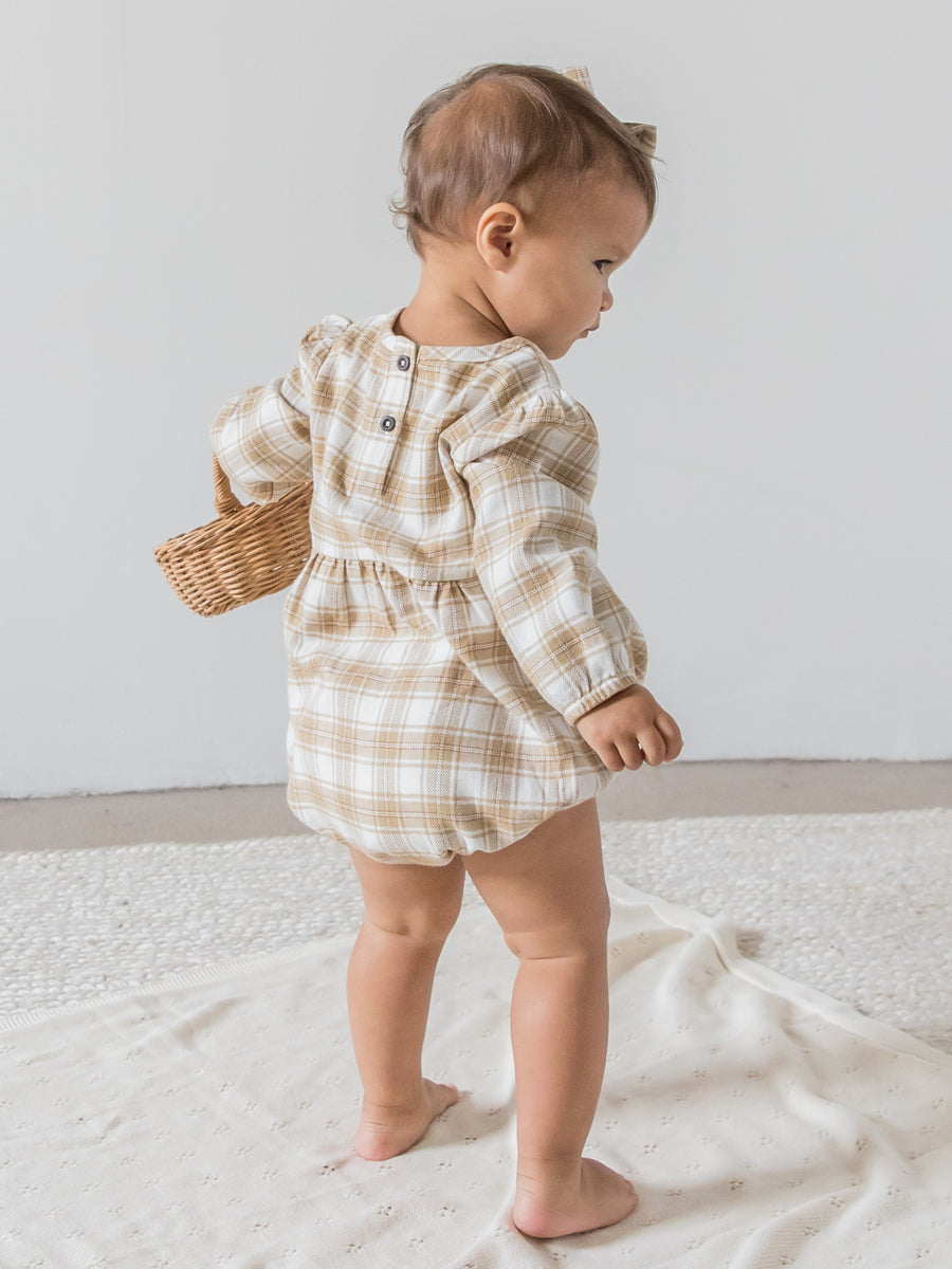 Bristol Flannel Bubble Romper Baby : Romper : Long Sleeve Colored Organics Organic Baby Bristol Flannel Bubble Romper