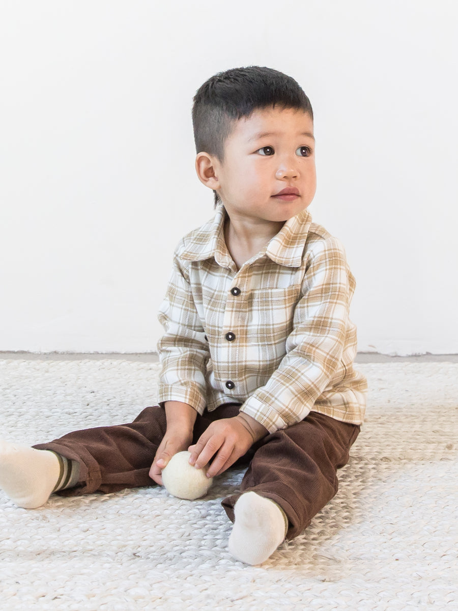 Logan Flannel Long Sleeve Collared Button Down Shirt Baby-Kids : Tops : Shirts : Long Sleeves Colored Organics Organic Baby and Kids Logan Flannel Long Sleeve Collared Button Down Shirt