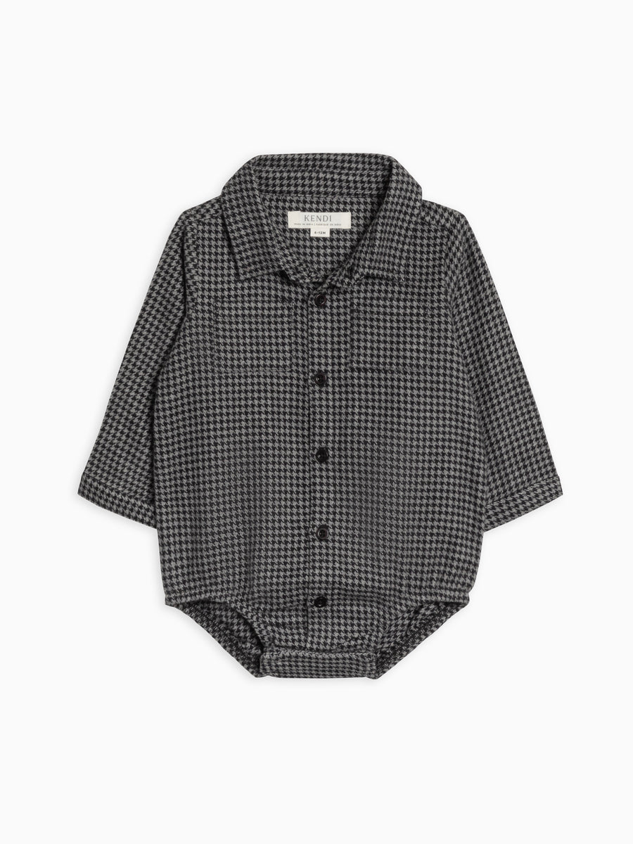 Carson Flannel Long Sleeve Collared Button Down Bodysuit Baby : One Pieces : Bodysuits : Long Sleeves Kendi Organic Cotton Baby Carson Flannel Long Sleeve Collared Button Down Bodysuit