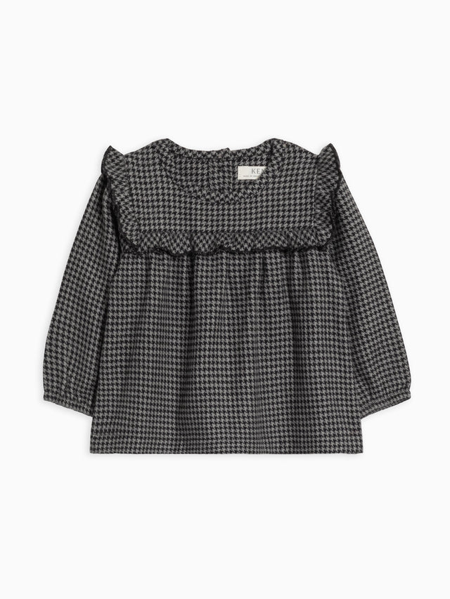 Sally Flannel Ruffle Neckline Top