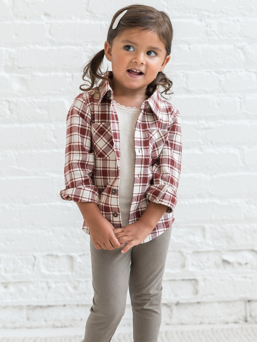 Lev Flannel Long Sleeve Collared Button Down Shirt Baby-Kids : Tops : Shirts : Long Sleeves Kendi Organic Cotton Baby and Kids Lev Flannel Long Sleeve Collared Button Down Shirt