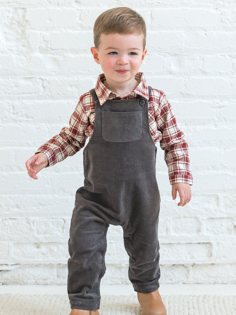 Lev Flannel Long Sleeve Collared Button Down Shirt Baby-Kids : Tops : Shirts : Long Sleeves Kendi Organic Cotton Baby and Kids Lev Flannel Long Sleeve Collared Button Down Shirt