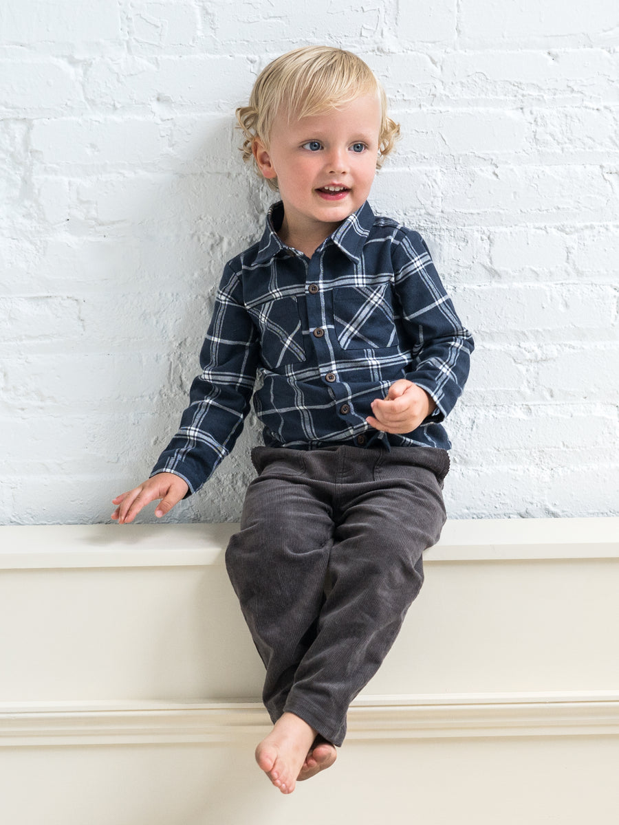 Lev Flannel Long Sleeve Collared Button Down Shirt Baby-Kids : Tops : Shirts : Long Sleeves Kendi Organic Cotton Baby and Kids Lev Flannel Long Sleeve Collared Button Down Shirt