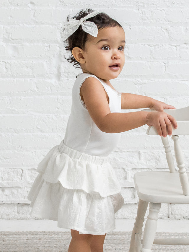 Naia Eyelet Ruffle Skirt Baby-Kids : Bottoms : Shorts Kendi Organic Cotton Baby and Kids Naia Eyelet Ruffle Skirt