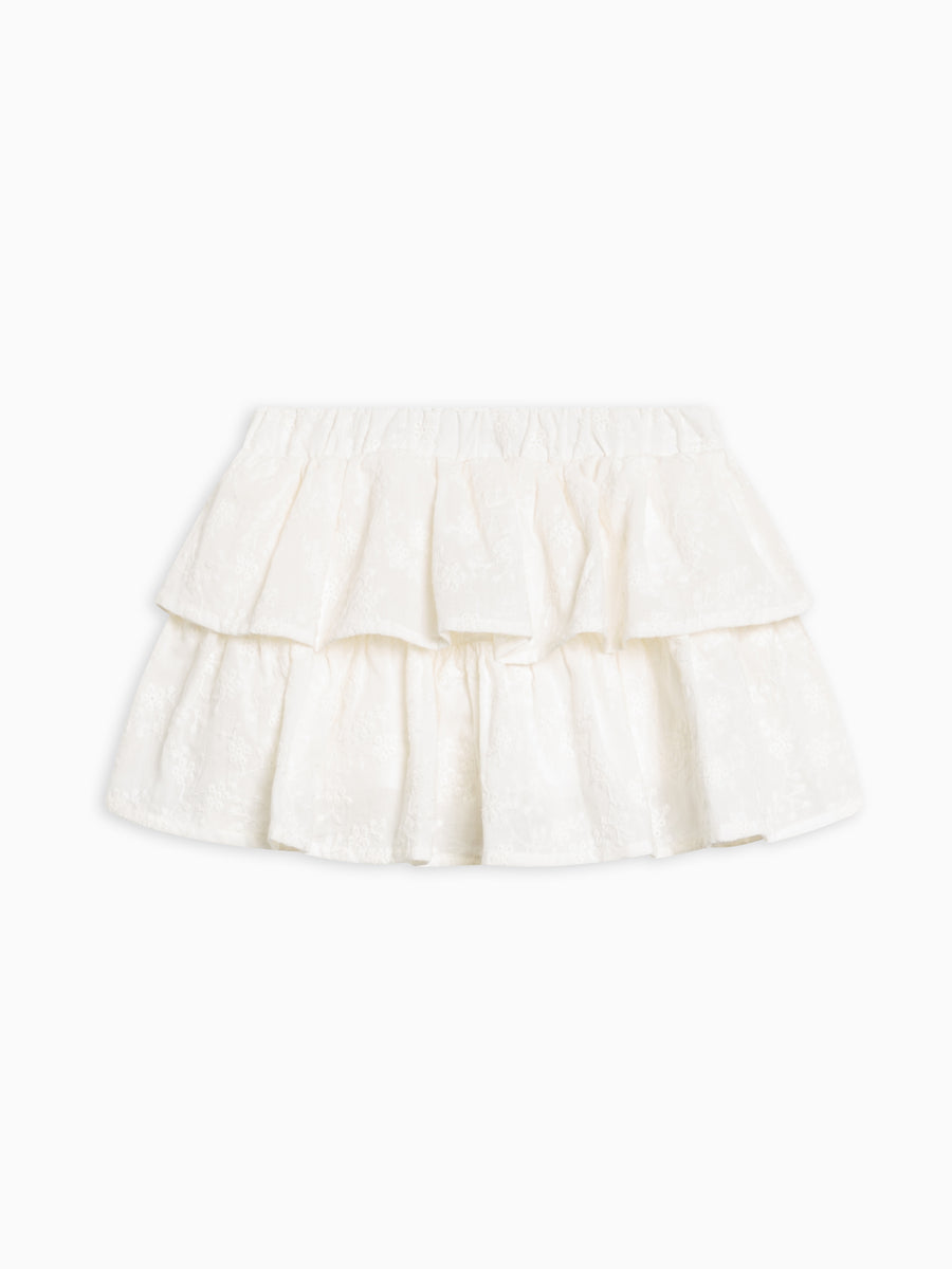 Naia Eyelet Ruffle Skirt Baby-Kids : Bottoms : Shorts Kendi Organic Cotton Baby and Kids Naia Eyelet Ruffle Skirt